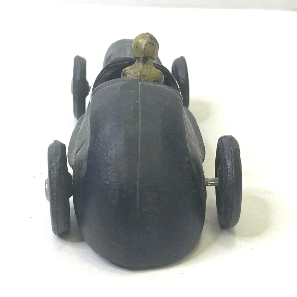 Vintage Cast Iron Streamline Race Car w/‎ Driver #52 Black Repro Hubley Style